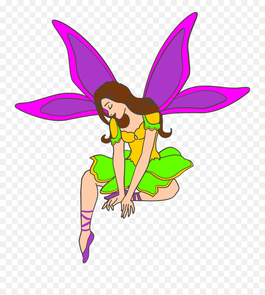 Fairy With Large Pink And Purple Wings Clipart Free Download - Clip Art Emoji,Leaf Pig Emoji