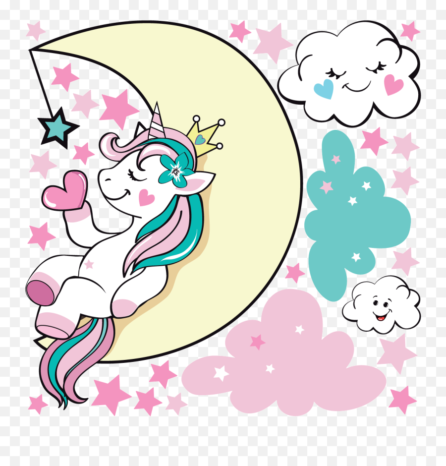 Wall Stickers Unicorn Princess In The Land Of Dreams Emoji,Small Emoji 100x100