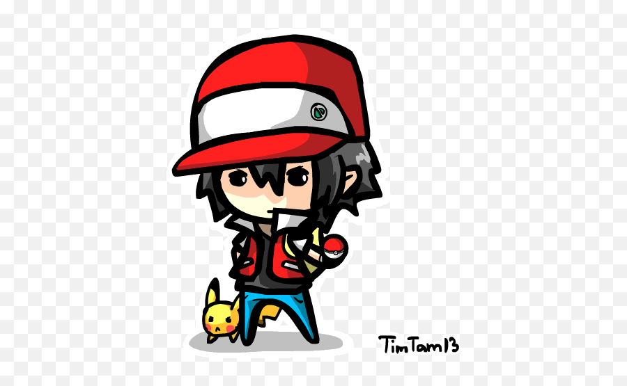 Pikachu48 - Red Pokemon Trainer Chibi Emoji,Emotion Battle Pokemon Remix