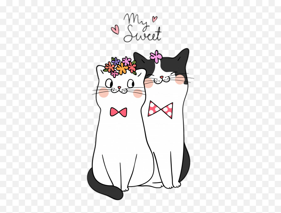 Kiities Kitty Cat Cats Love Valentinesday Iloveyou - Cats Couple Draw Emoji,Using Kitty Cat Face Emoji On Facebook
