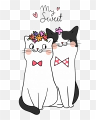 Kiities Kitty Cat Cats Love Valentinesday Iloveyou - Cats Couple Draw Emoji,Using Kitty Cat Face Emoji On Facebook