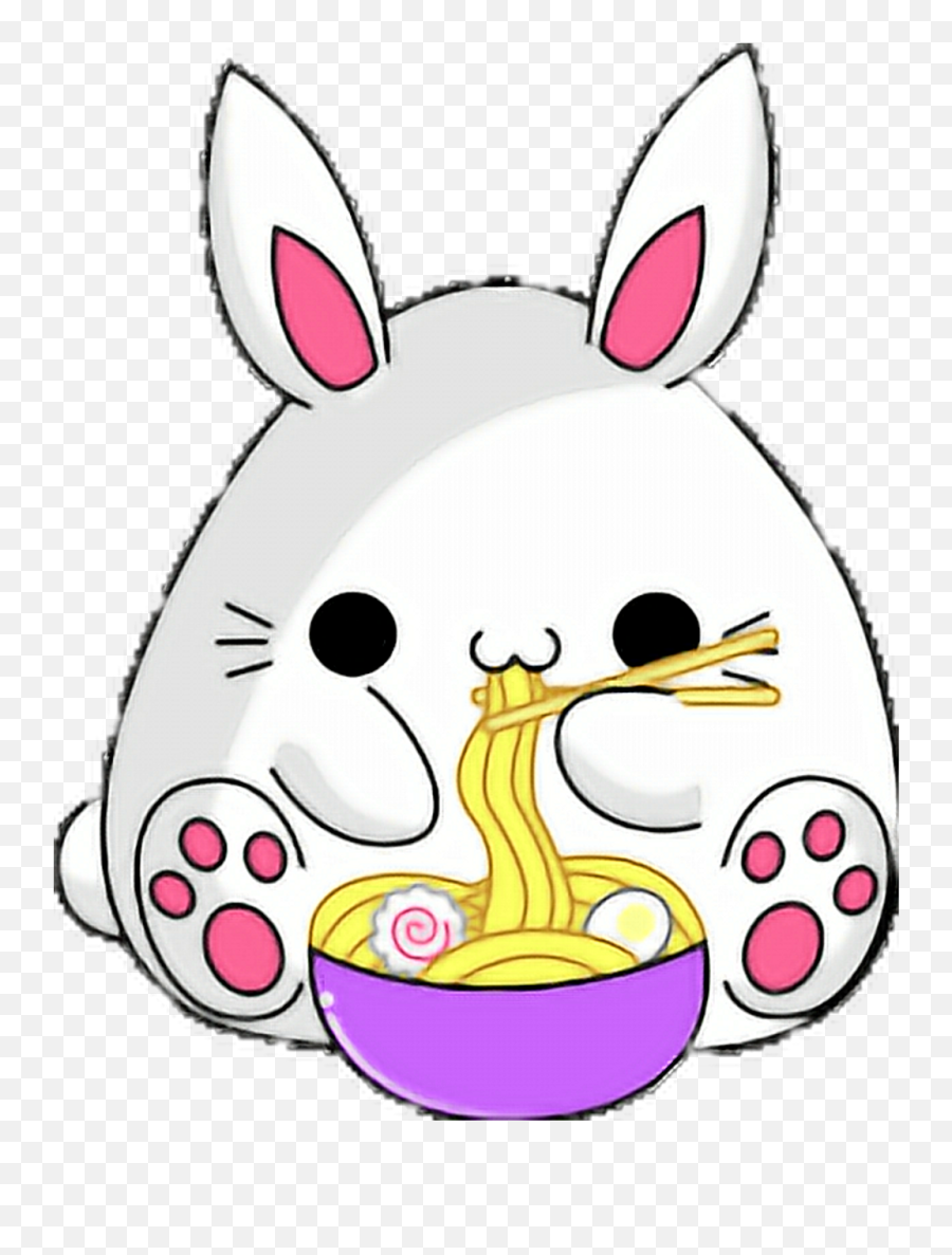 Kawaii Bunny Eating Noodles Clipart - Kawaii Funny Cute Gifs Emoji,Ramen Emoji