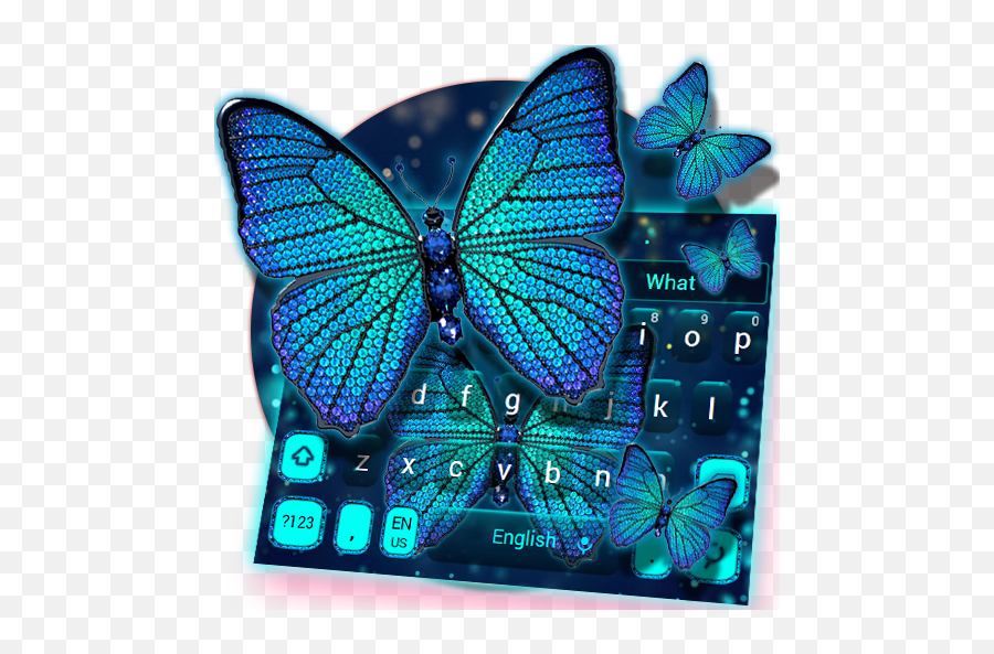 Download Blue Diamond Butterfly Keyboard Theme On Pc U0026 Mac Emoji,2 Blue Butterfly Emojis