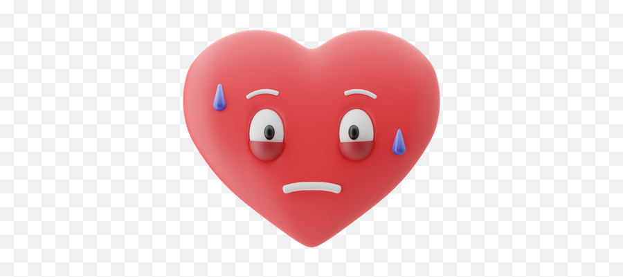 Premium Sad Heart Emoji 3d Illustration Download In Png Obj,Hearts Around Face Emoji