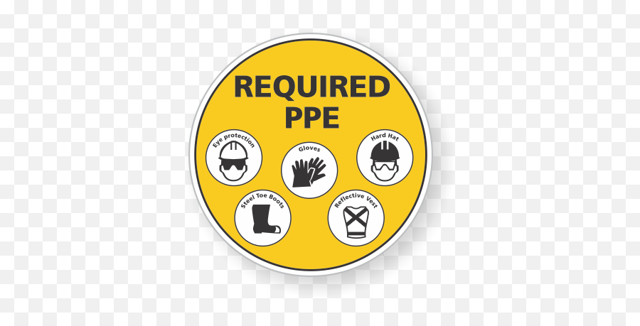 Products More Decals Required Ppe Floor Decal With Emoji,Sun Emoticon Text