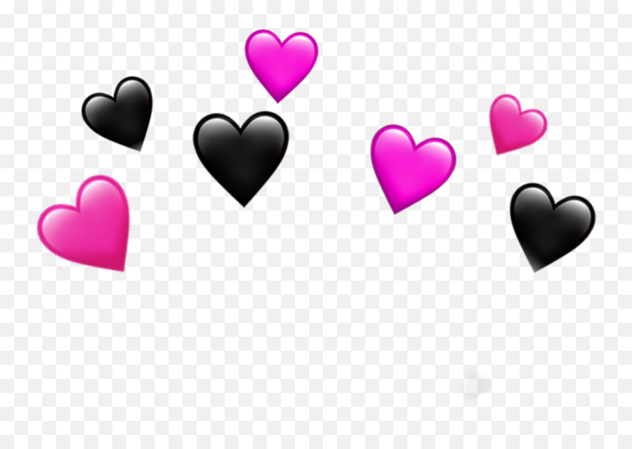 Crown Heart Hearts Emoji Black Sticker By Leila - Heart Black And Pink,Love Hearts Emoji