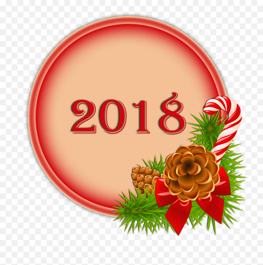 Happy 2018buttonchristmas2018transparent Background - Christmas Pine Cone Vector Emoji,Christmas Birthday/christmas Emoticons