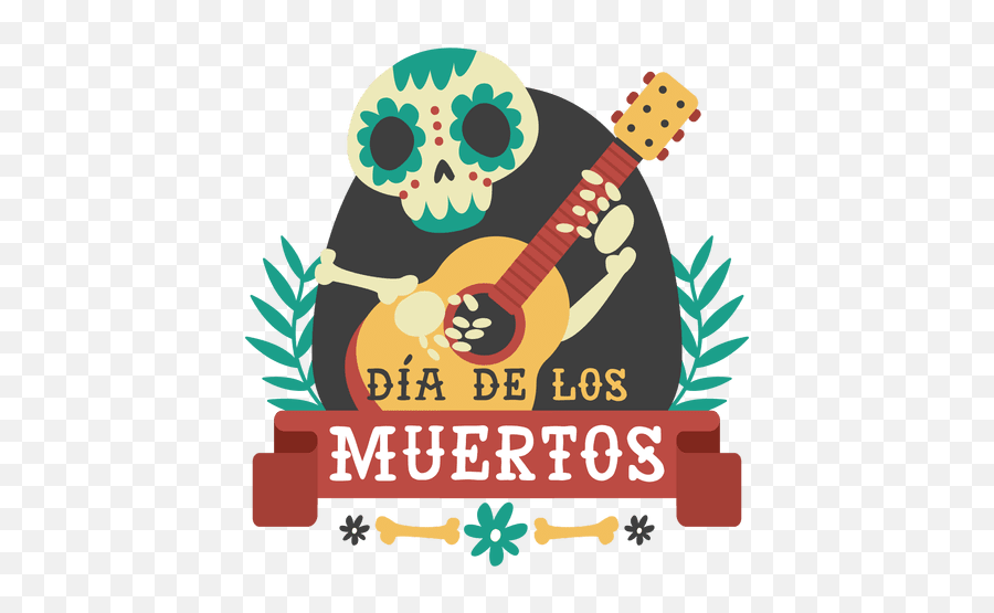 Day Of The Dead Skeleton Guitar Logo Transparent Png U0026 Svg - Dia De Los Muertos Logo Png Emoji,Facebook Emoticon For Guitar