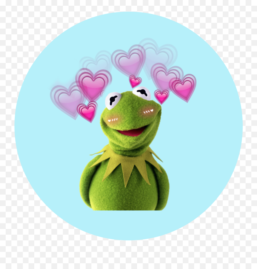 Kermit Blush Hearts Blue Sticker - Kermit The Frog Don T Suicide Emoji,Heart Emoji Kermit