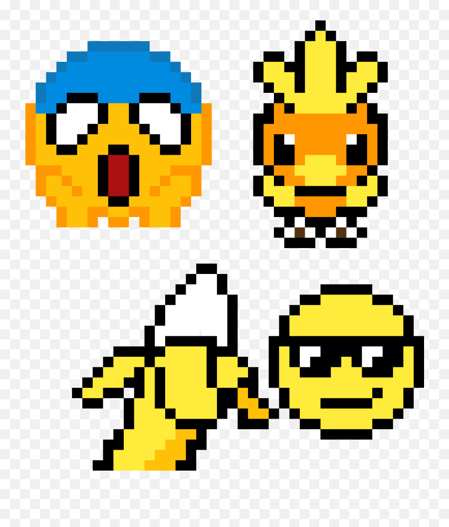 Pixilart - Emoji Banana Y Pokemon By Anonymous Pixel Art Smiley Face,Banana Emoji