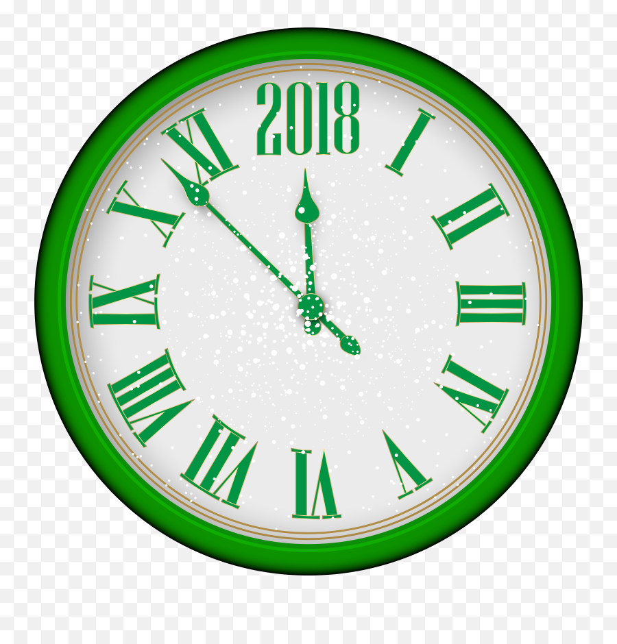 2019 New Year Green Clock Png Clip Art - Clock Stock Emoji,Happy New Year 2017 Emoticons