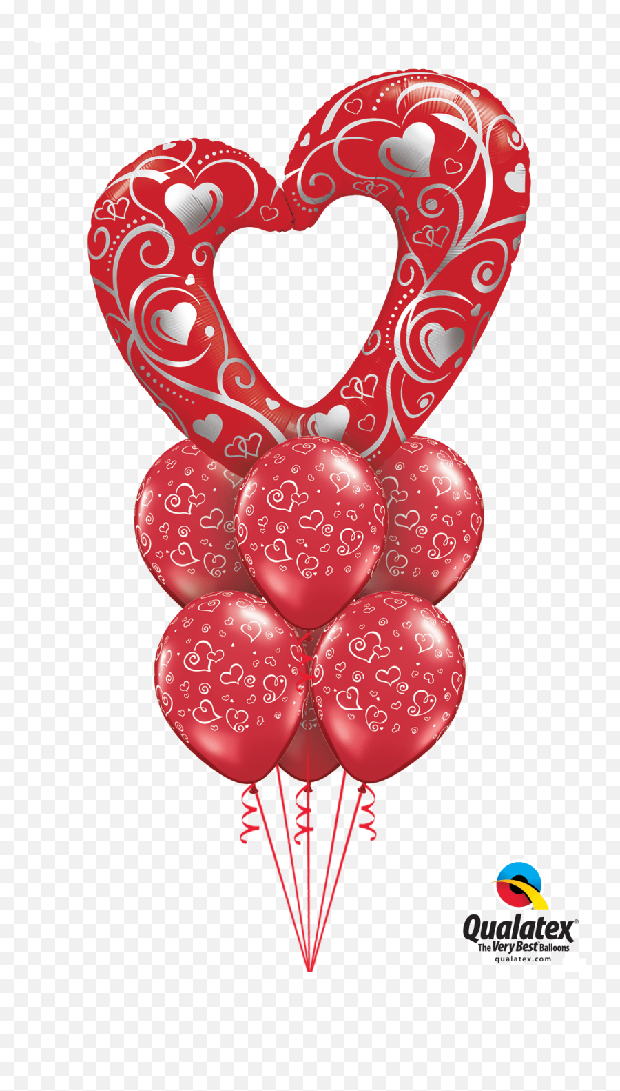 Download Mega Heart Balloon Bouquet - Valentine Heart Balloon Bouquets Emoji,Emoji Heart Balloons