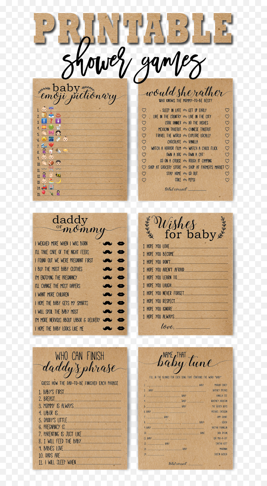 Baby Shower Printables - Horizontal Emoji,Baby Emoji Pictionary
