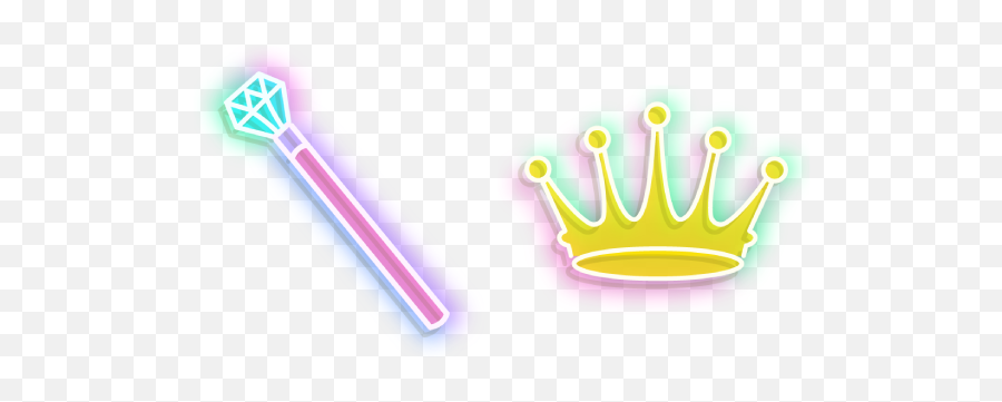 Neon Queen Crown And Scepter Cursor - Crown Cursor Png Emoji,Candy Queen Emoji