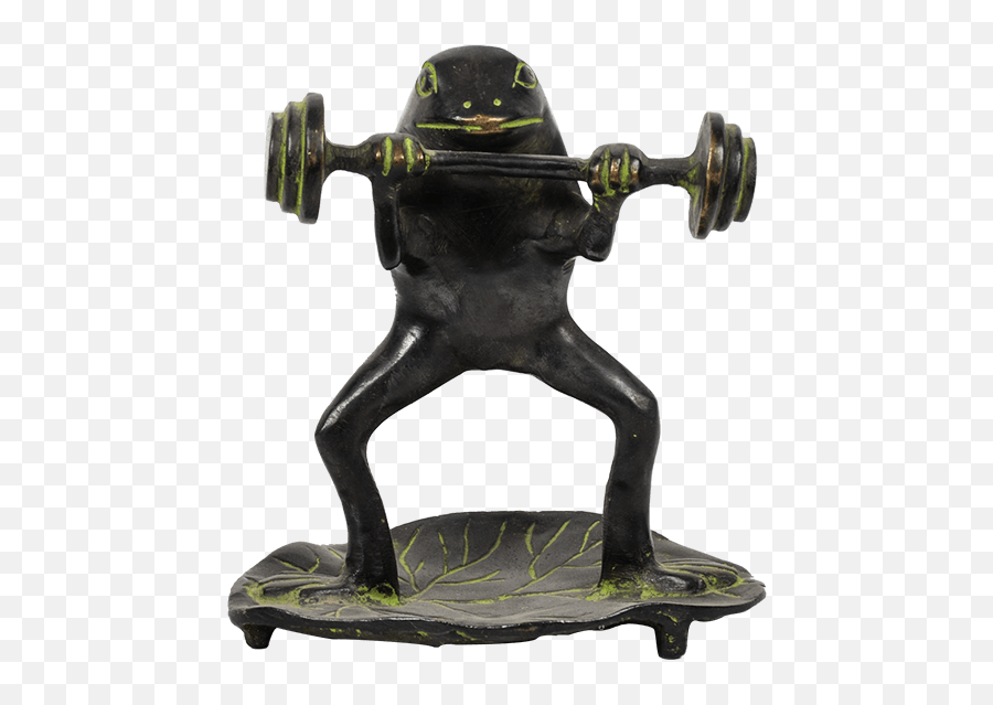 Weightlifter Brass Frog Showpiece - Kneeling Emoji,Frog Tea Emoji