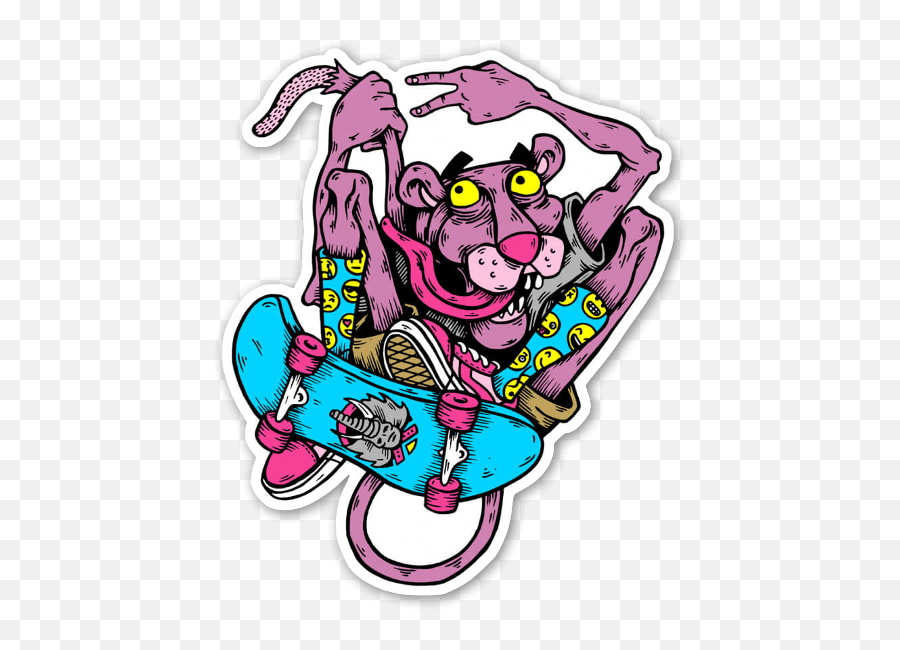 Pantera Rosa Skater - Stickerapp Emoji,Emojis De Calaveras