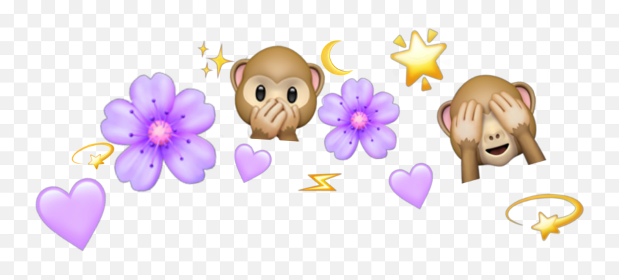 Purple Flowers Crown Monkey Emoji Sticker By - Favim Couverture,Monkey Emoji