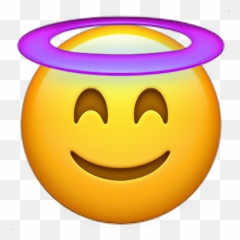 Emoticon Emoji Halo Purple Sticker - Happy,:s Emoticon