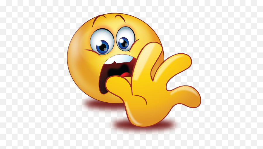 Frightened Scared Face With Stop Hand Emoji - Scared Emoji Png Transparent,Facebook Emoji