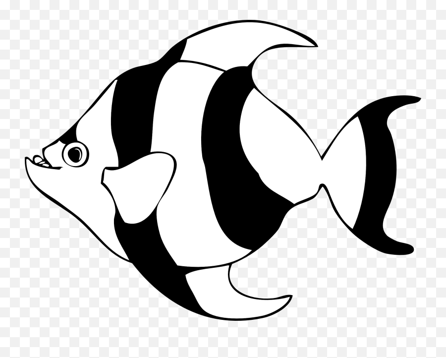 Tropical Fish Striped Black And White - Black And White Fish Clip Art Emoji,Tropical Fish Emoji