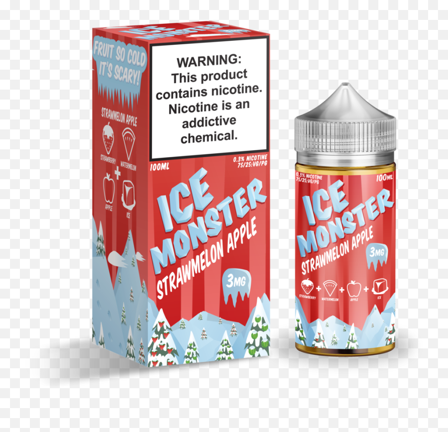 This Product Contains Nicotine - Ice Monster Strawmelon Apple Emoji,Emoji E Liquid