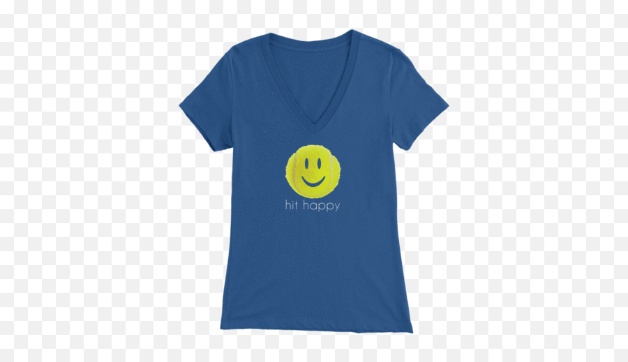 Hit Happy - Bella Womens Vneck Tennis Tshirt U2013 Hit Happy Happy Emoji,V) Emoticon