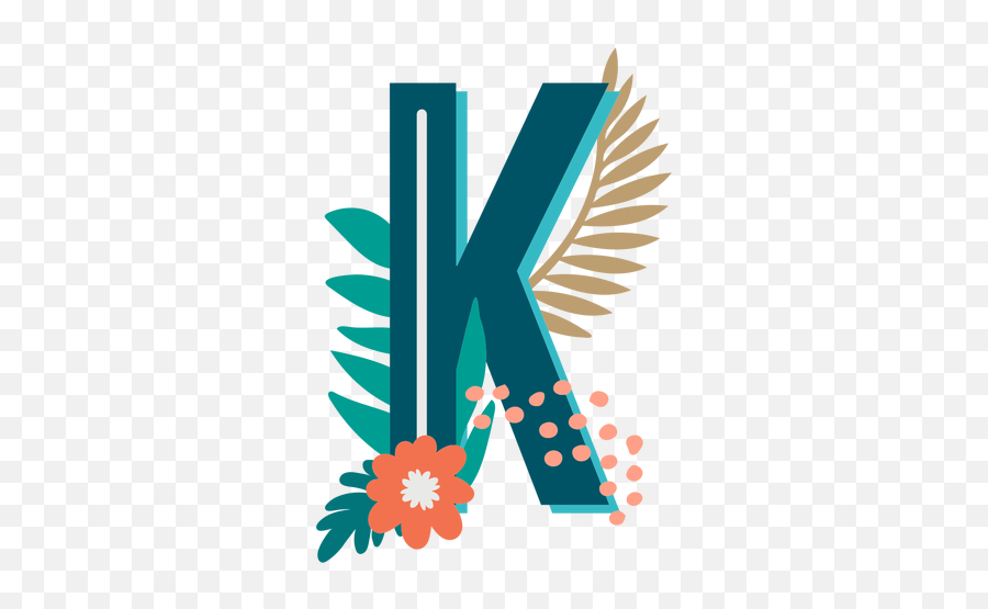 Tropical Decorated Capital Letter K - Letra K Tropical Emoji,Emojis Black And White Hawaiin
