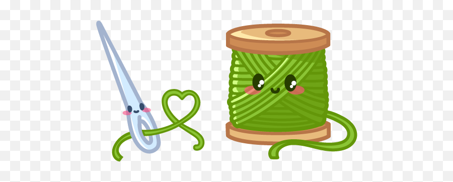 Cute Needle And Spool Of Thread Cursor - Cylinder Emoji,Lalafell Pretty Please Emoticon