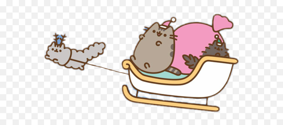 Christmas Pusheen Santa Sleigh Pastel - Happy Emoji,Sleigh Emoji