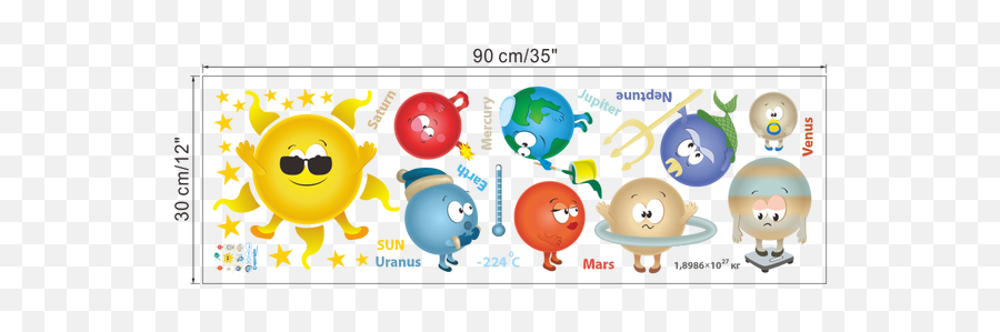 Solar System Cartoon Wall Stickers For Kids Room Stars - Cartoon Solar System Aliexpress Wall Stickers Kindergarten Classroom Emoji,Outer Space Emoji Pictures