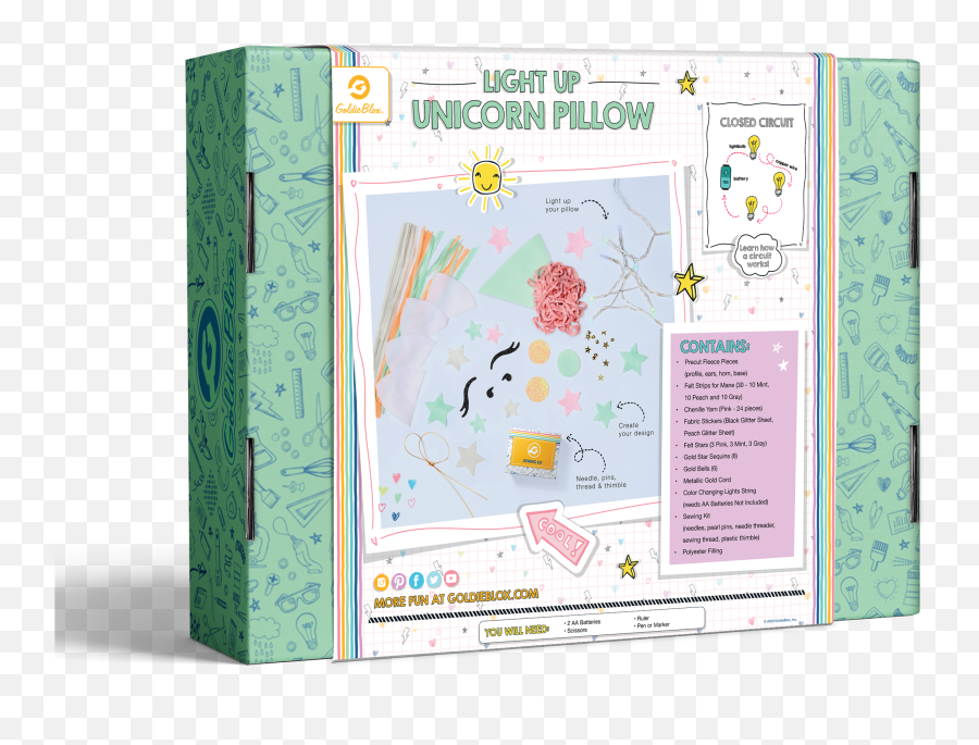 Goldieblox Light - Up Led Unicorn Pillow Perfect Gift For Emoji,Emoji Clothespins