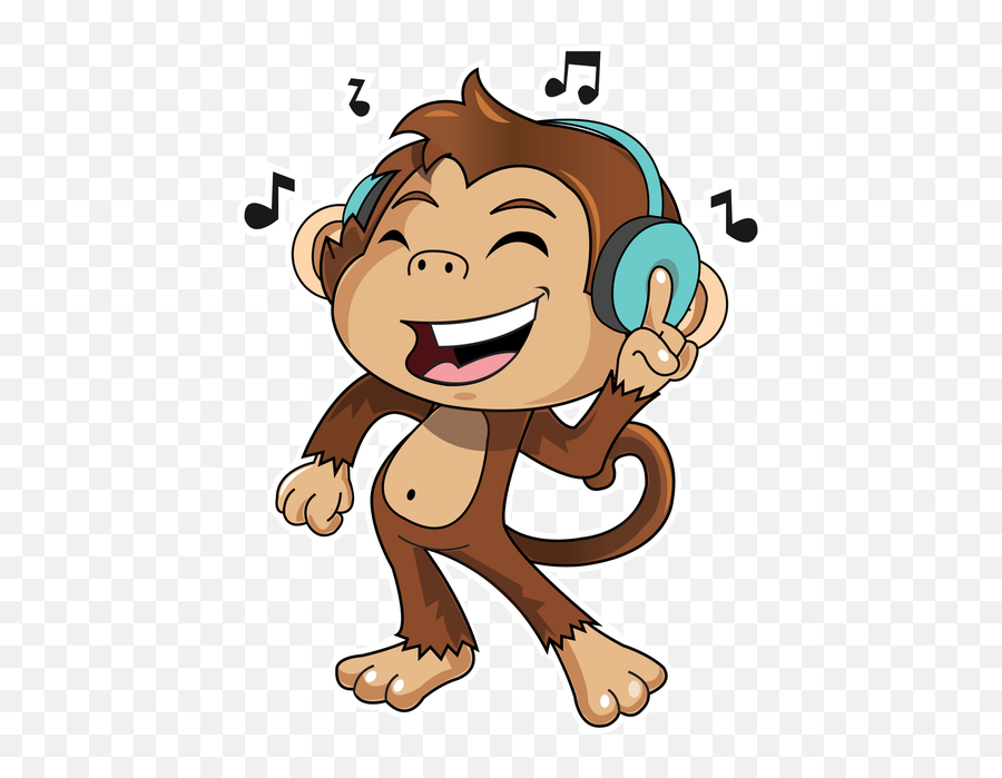 Cute Monkey Stickers Messages Sticker - 1 Emoji Listening To Listening To Music Sticker,Music Emoji Png