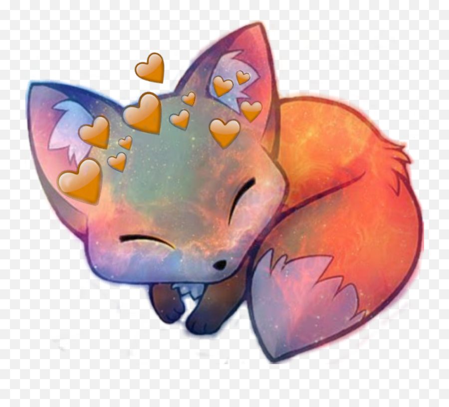 Galaxy Fox Cute Heartcrown Kawaii - Cute Kawaii Fox Emoji,Galaxy Emoji Wallpapers