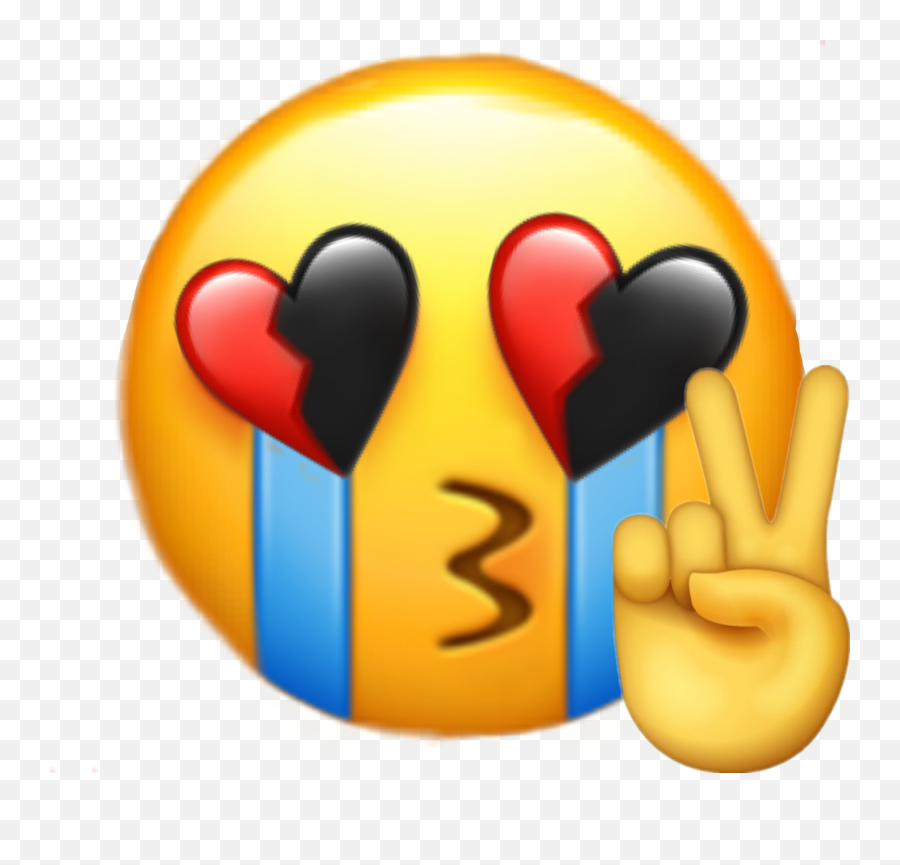 Emoji Heartbroken Peace Sticker By Emojis - V Sign,Asl Emoji