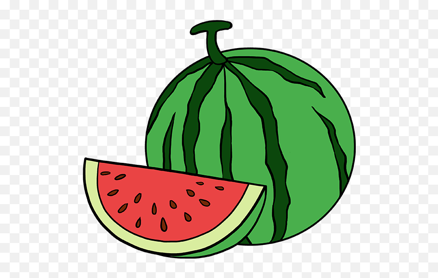 How To Draw A Watermelon - Really Easy Drawing Tutorial Drawing Cute Easy Watermelon Emoji,Emojis Watermelon Drawings