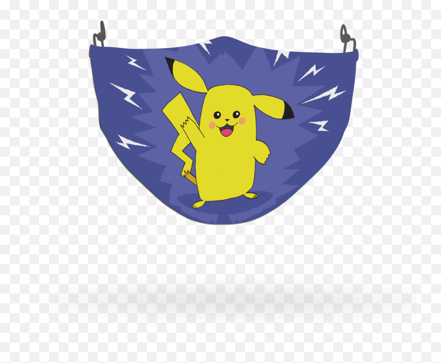 Blue Pokemon Pikachu Pattern Face Covering Print 4 - Happy Emoji,Pikachu Emoji Text