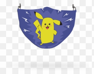 Blue Pokemon Pikachu Pattern Face Covering Print 4 - Happy Emoji,Pikachu Emoji Text