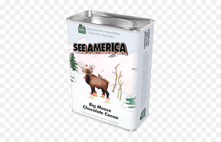 See America Big Moose Chocolate Cocoa 8oz Rectangle Tin - Reindeer Emoji,Goat And Tea Emoji