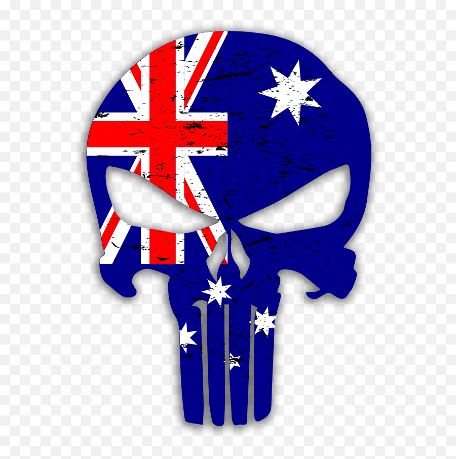 Punisher Skull Australian Flag Pattern Decal Vinyl Sticker - Australian Punisher Skull Emoji,Saudi Arabia Flag Emoji