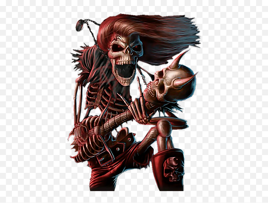 Skeleton Rocker Fantasyart Sticker By Territales - Iron Maiden Skeletal Rock Emoji,Rocker Sign Emoji