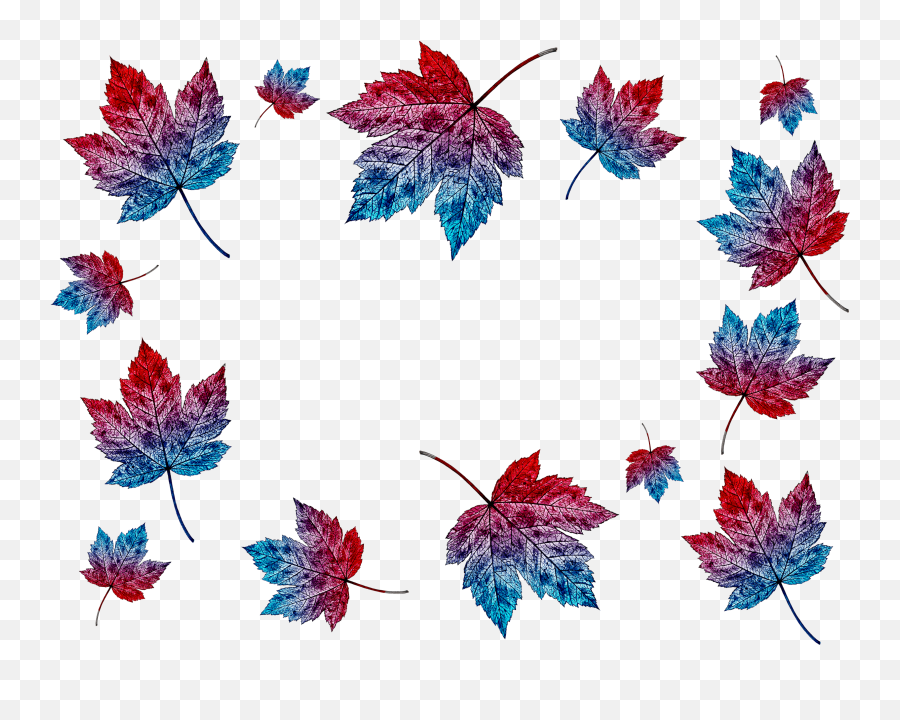 Leaves Blue Red Purple Autumn Sticker - Autumn Leaves Blue Png Emoji,Free Red Maple Leaf Emoji