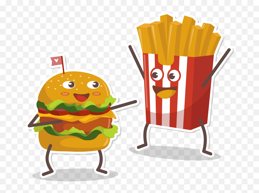 Potato Burger Fastfood Happy Sticker By Raneemo12 - Love Fries Emoji,Fries And Burgers Made Out Of Emojis