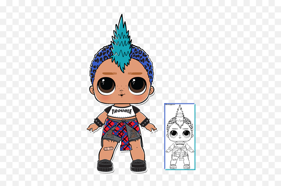 Punk Boi Lol Coloring Page - Punk Boy Lol Doll Coloring Lol Surprise Para Niños Emoji,Punk Emoji