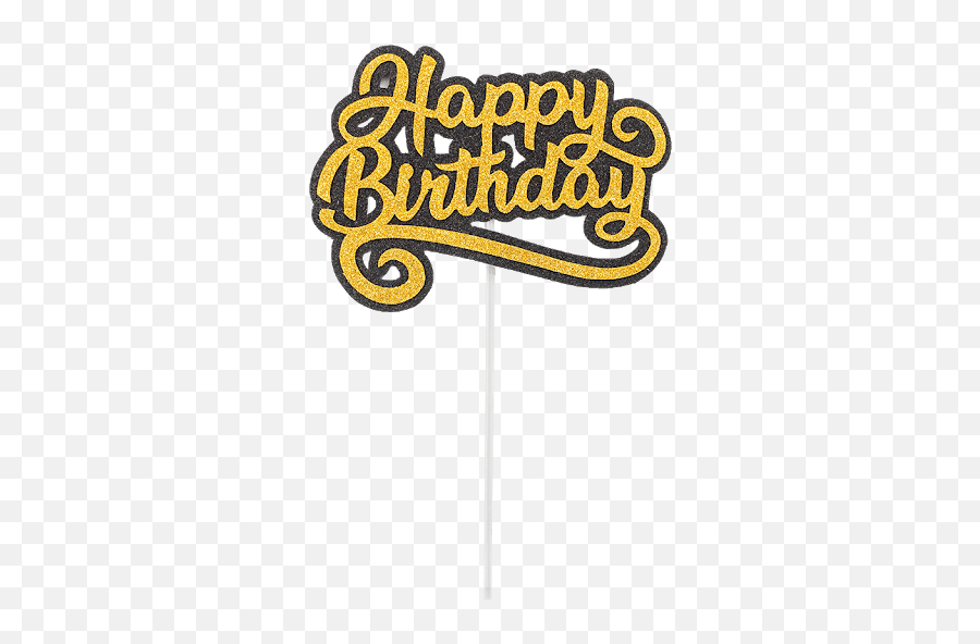 Topo De Bolo Happy Birthday Dourado E Preto Glitter 108016 P - Happy Birthday Png Dourado Emoji,Emoji Times De Futebol