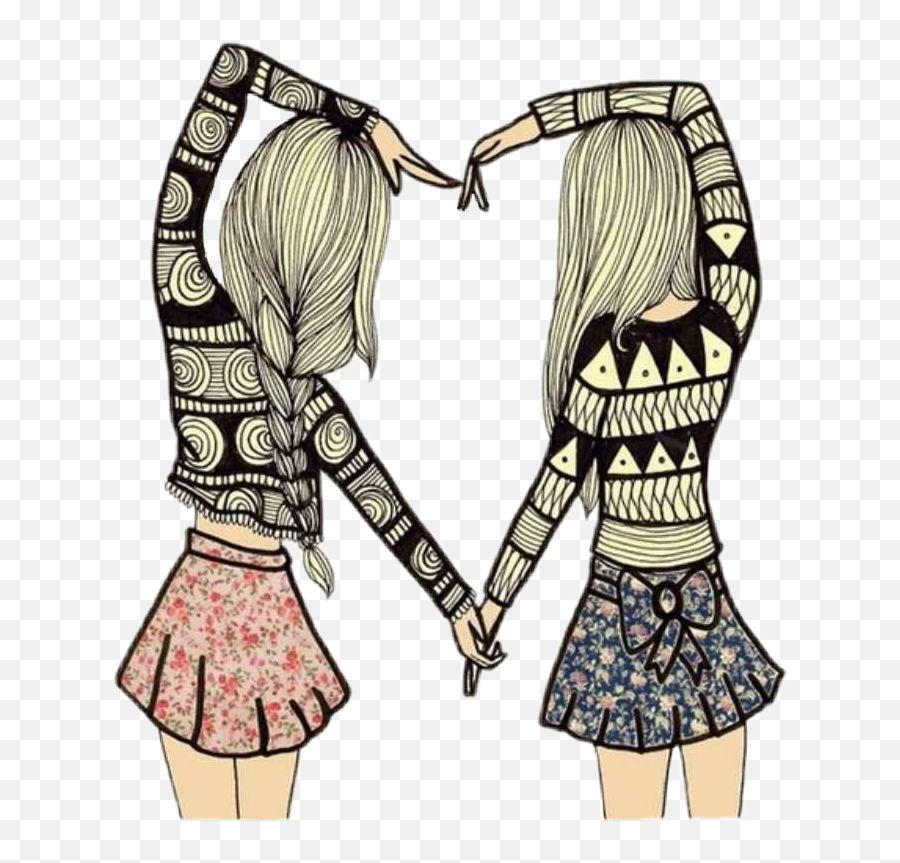 Heart Besties Sticker By Lonelygirl - Best Friends Emoji,What Are The Emojis Next To Girls Holding Hands