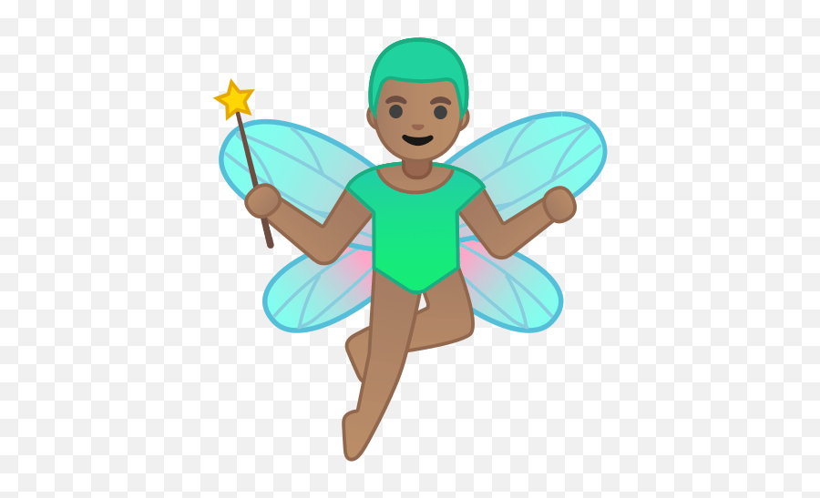 Man Fairy Emoji With Medium Skin Tone - Black Fairy Emoji,Surfing Emoji
