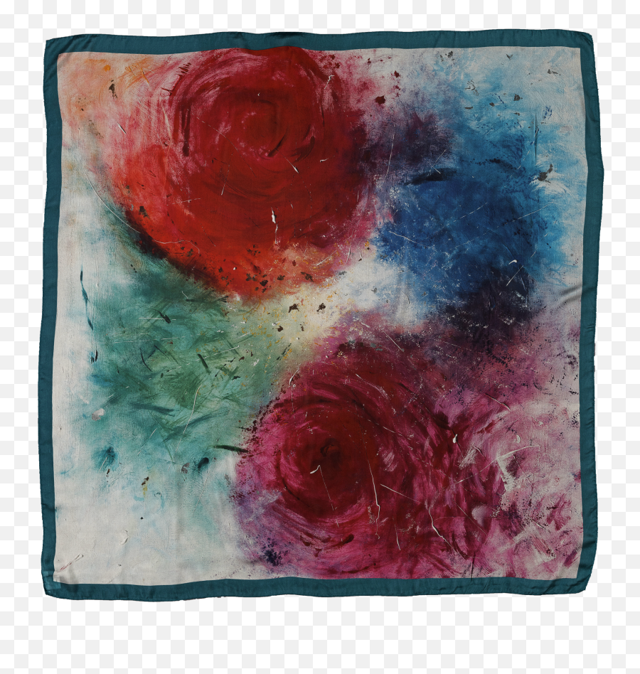 Creazione 2 Foulard Blue - Green Frame Garden Roses Emoji,Abstract Painting Emotions