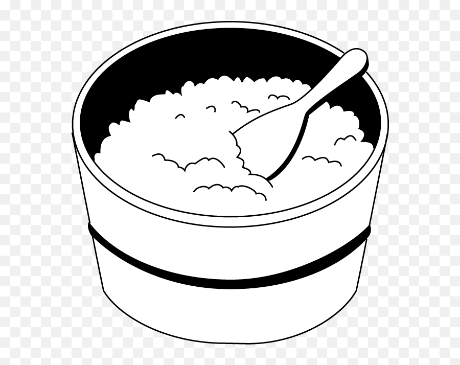 Rice Clipart Black And White - Cooked Rice Clipart Black And White Emoji,Rice Bowl Emoji