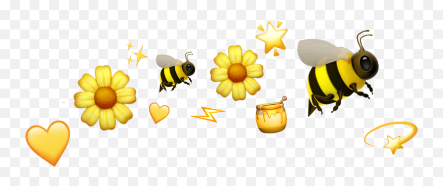 Sticker - Transparent Yellow Heart Crown Emoji,Honey Bee Emoji