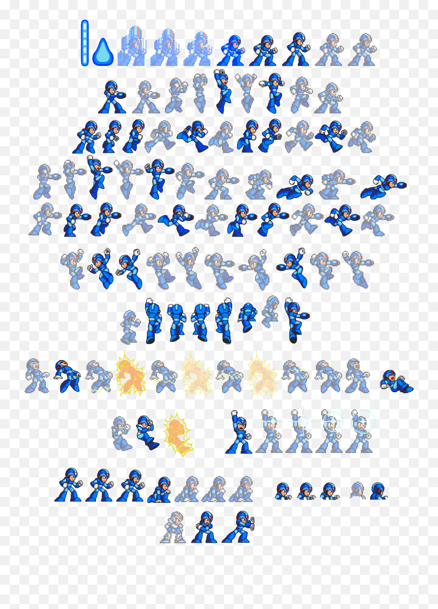 Megaman X Movement Sprite List - Sprite Sheet Mega Man X Emoji,Mega Man Emoticon